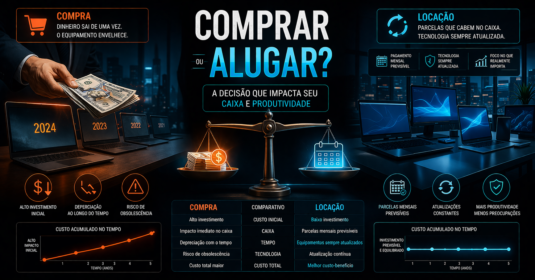 Leia mais sobre o artigo Vale a pena comprar ou alugar equipamentos de TI na empresa?