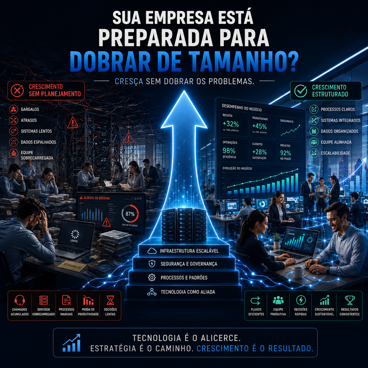 Leia mais sobre o artigo Sua empresa está preparada para dobrar de tamanho sem dobrar os problemas?