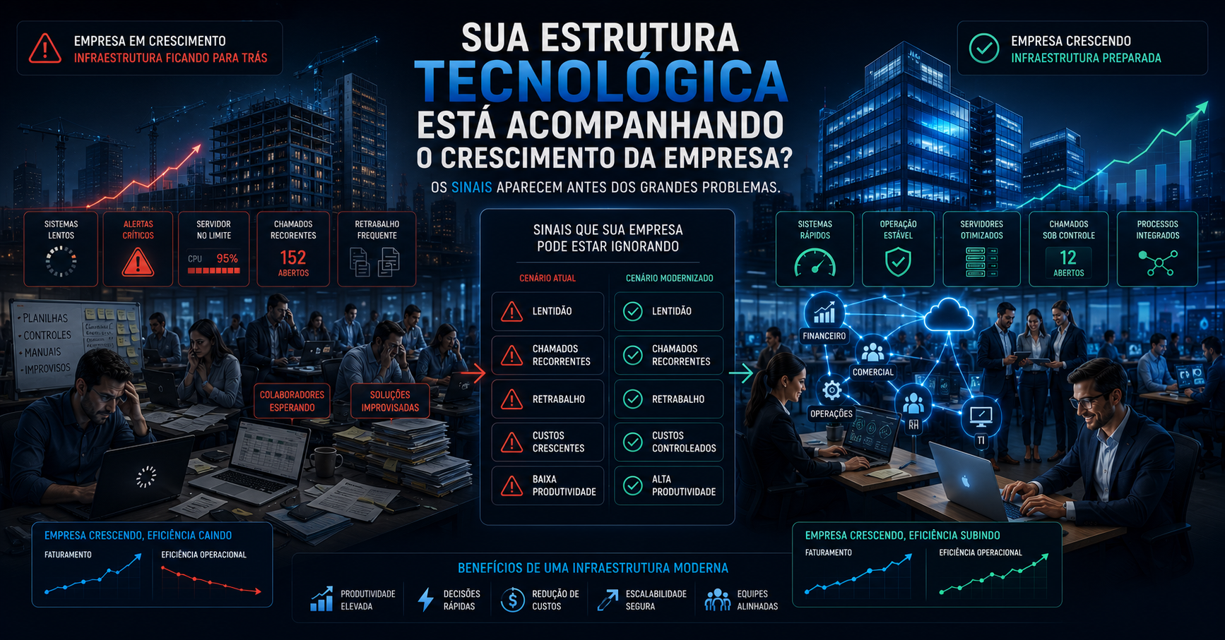 Leia mais sobre o artigo Os sinais de que sua estrutura tecnológica não acompanha mais o crescimento da empresa