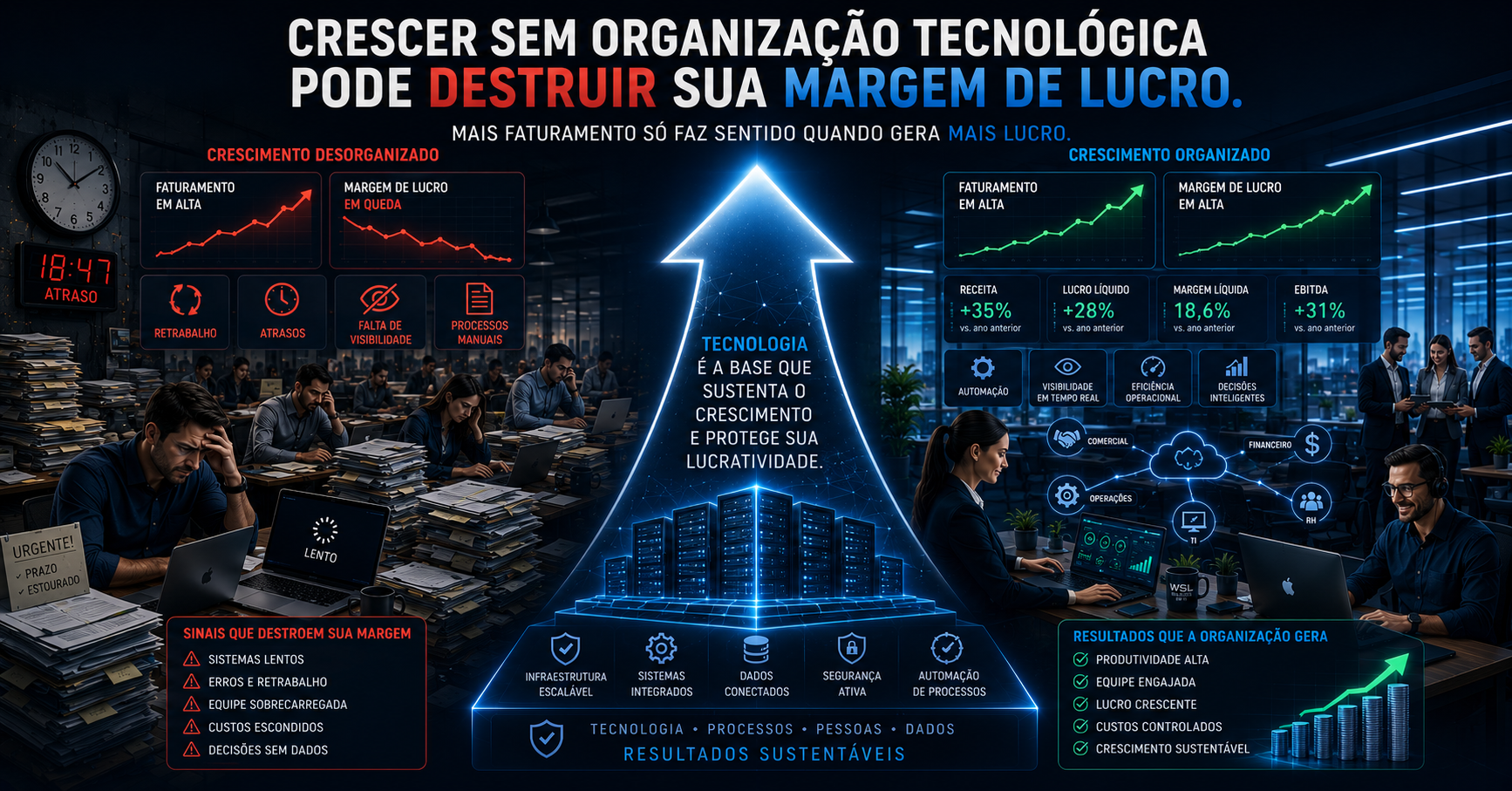 Leia mais sobre o artigo Crescer sem organização tecnológica pode destruir sua margem de lucro